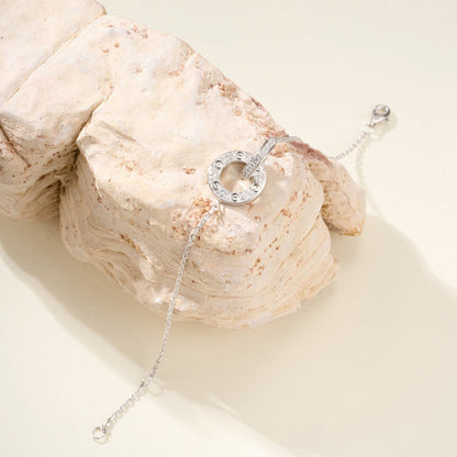 [Love's Uplift]LOVE DOUBLE RING FULL DIAMOND BRACELET