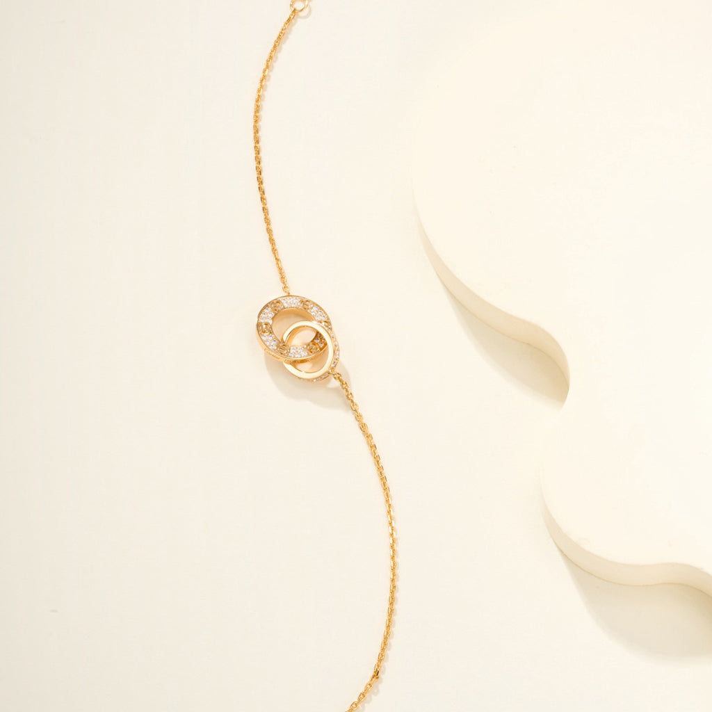 [Love's Uplift]LOVE DOUBLE RING FULL DIAMOND BRACELET