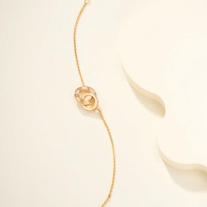 [Love's Uplift]LOVE DOUBLE RING FULL DIAMOND BRACELET