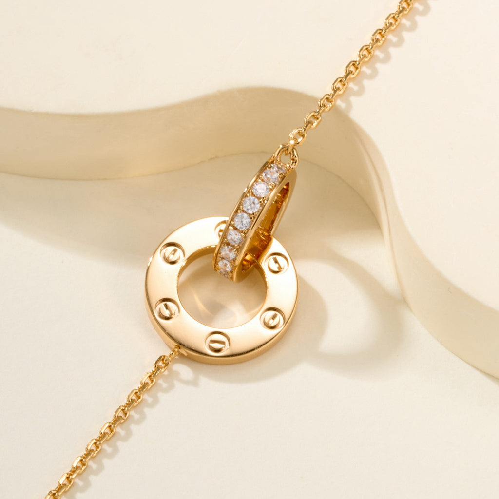 [Love's Uplift]LOVE DOUBLE RING FULL DIAMOND BRACELET