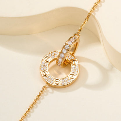 [Love's Uplift]LOVE DOUBLE RING FULL DIAMOND BRACELET