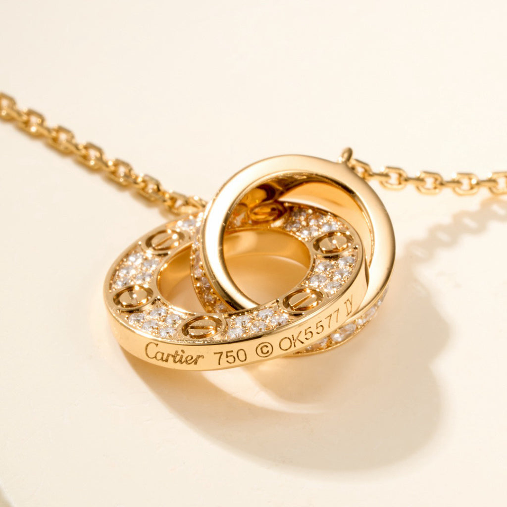 [Love's Uplift]LOVE DOUBLE RING FULL DIAMOND BRACELET