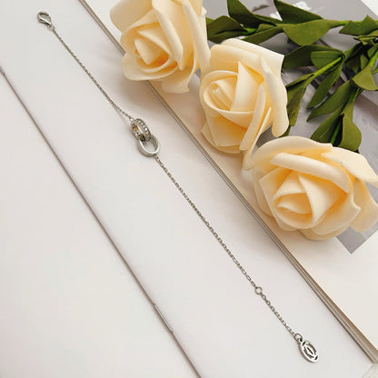 [Love's Uplift]LOVE DOUBLE RING HALF DIAMOND BRACELET