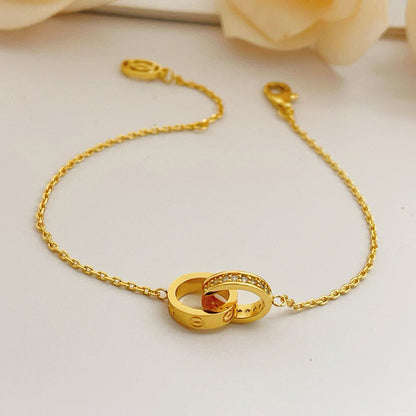 [Love's Uplift]LOVE DOUBLE RING HALF DIAMOND BRACELET