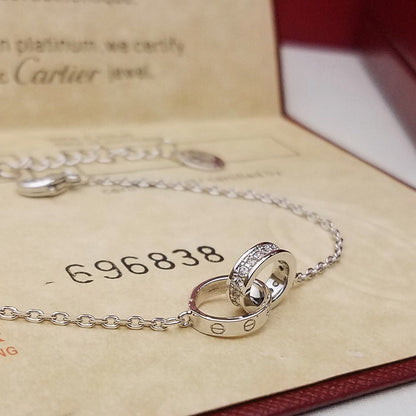 [Love's Uplift]LOVE DOUBLE RING HALF DIAMOND BRACELET