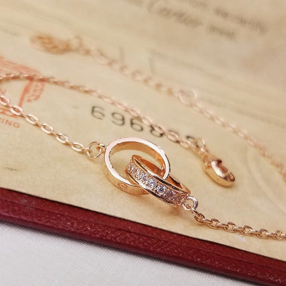 [Love's Uplift]LOVE DOUBLE RING HALF DIAMOND BRACELET