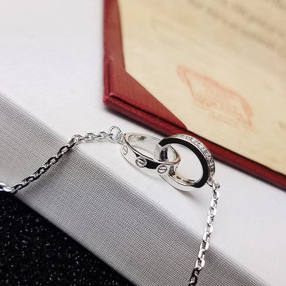 [Love's Uplift]LOVE DOUBLE RING HALF DIAMOND BRACELET