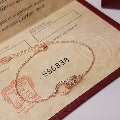 [Love's Uplift]LOVE DOUBLE RING HALF DIAMOND BRACELET