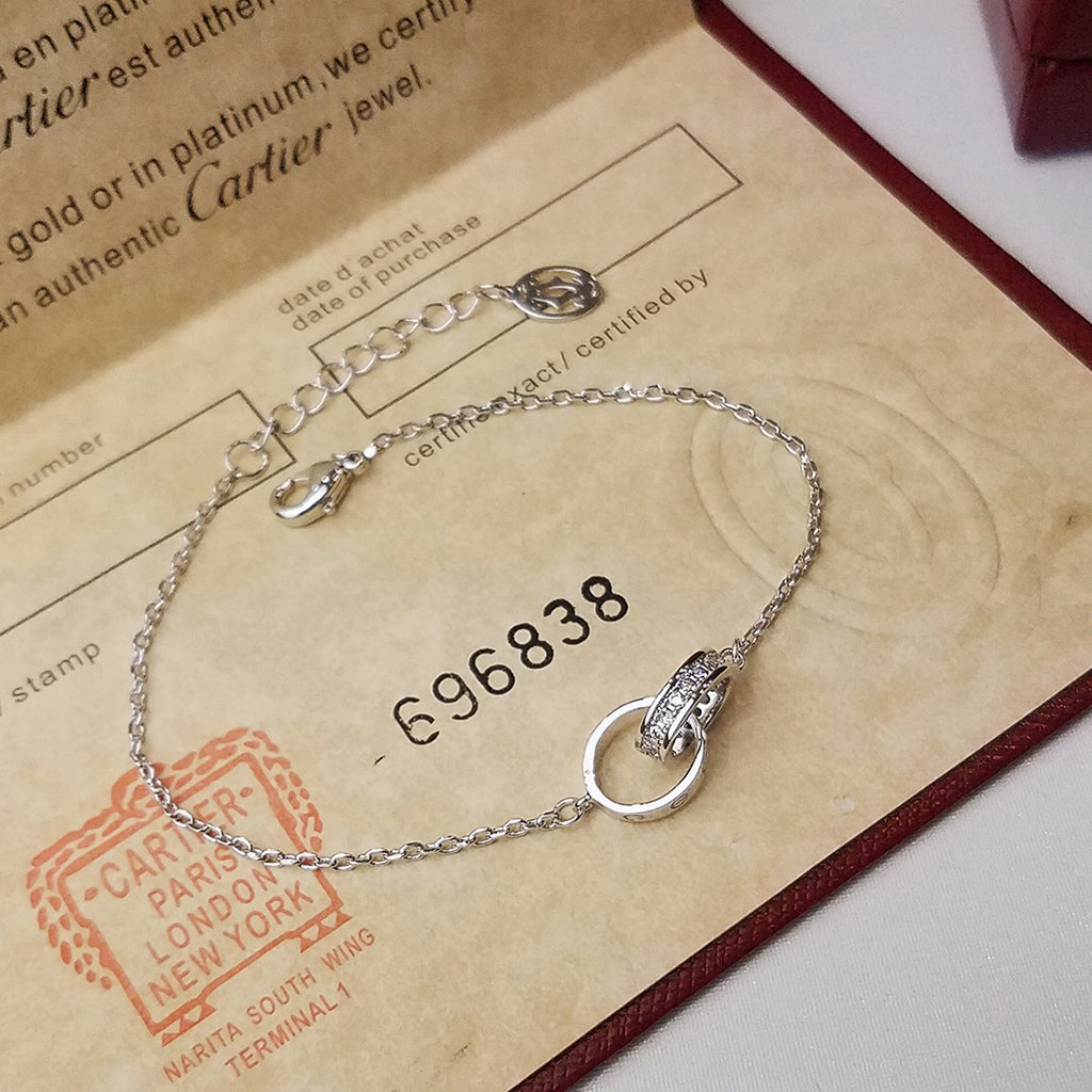 [Love's Uplift]LOVE DOUBLE RING HALF DIAMOND BRACELET