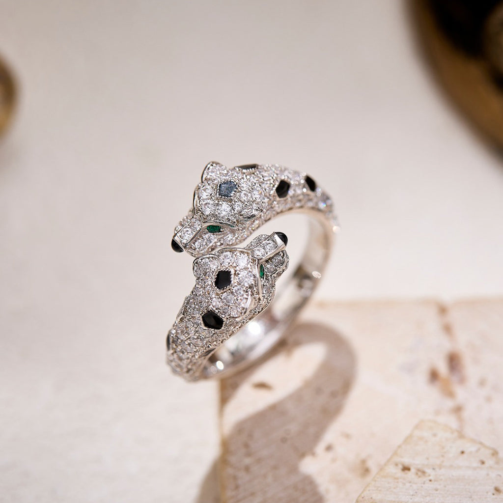 [Love's Uplift]PANTHERE DOUBLE HEADED FULL DIAMOND  RING