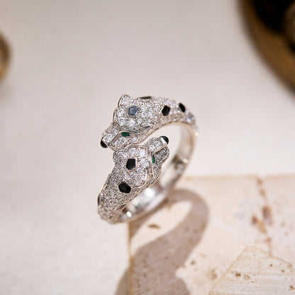 [Love's Uplift]PANTHERE DOUBLE HEADED FULL DIAMOND  RING