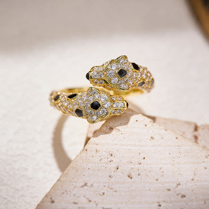 [Love's Uplift]PANTHERE DOUBLE HEADED FULL DIAMOND  RING