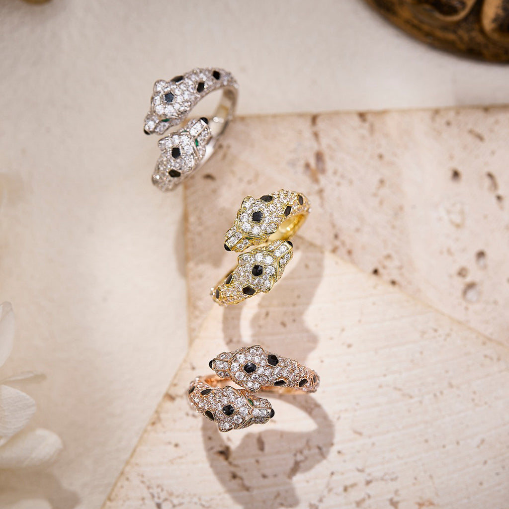 [Love's Uplift]PANTHERE DOUBLE HEADED FULL DIAMOND  RING