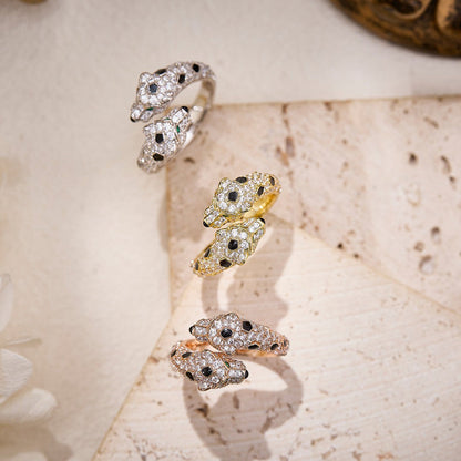 [Love's Uplift]PANTHERE DOUBLE HEADED FULL DIAMOND  RING