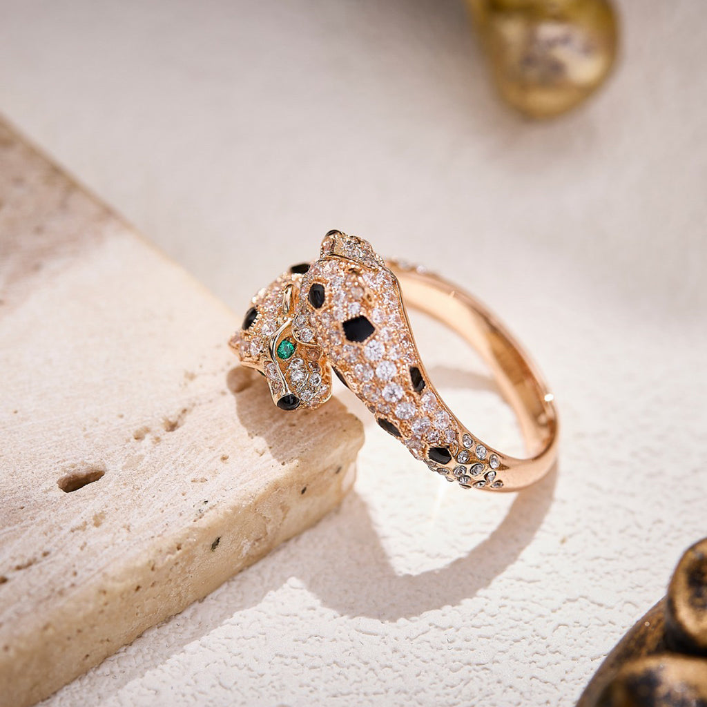[Love's Uplift]PANTHERE DOUBLE HEADED FULL DIAMOND  RING
