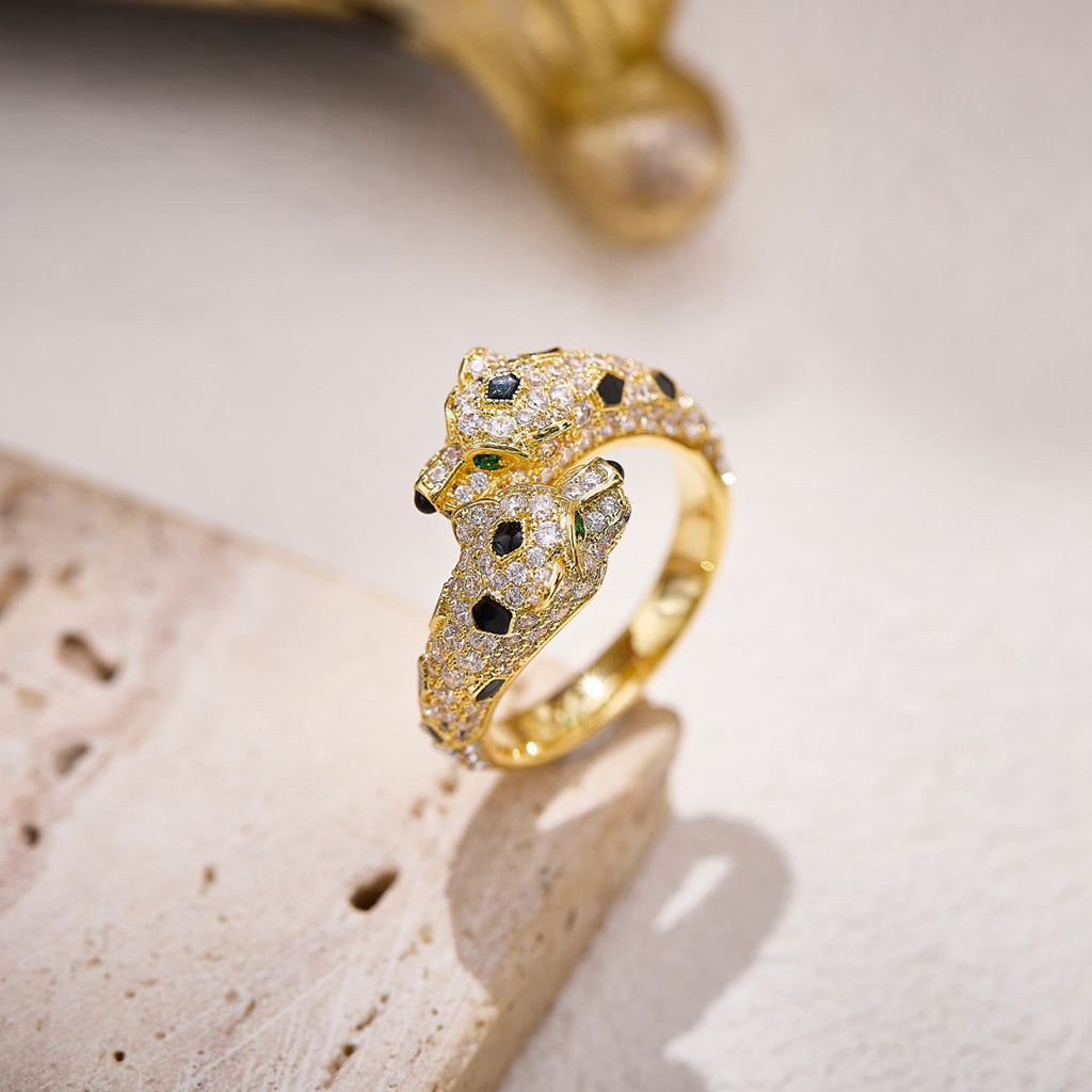 [Love's Uplift]PANTHERE DOUBLE HEADED FULL DIAMOND  RING