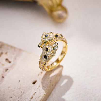 [Love's Uplift]PANTHERE DOUBLE HEADED FULL DIAMOND  RING