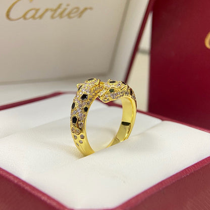 [Love's Uplift]PANTHERE DOUBLE HEADED FULL DIAMOND  RING