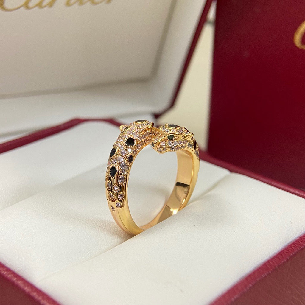 [Love's Uplift]PANTHERE DOUBLE HEADED FULL DIAMOND  RING