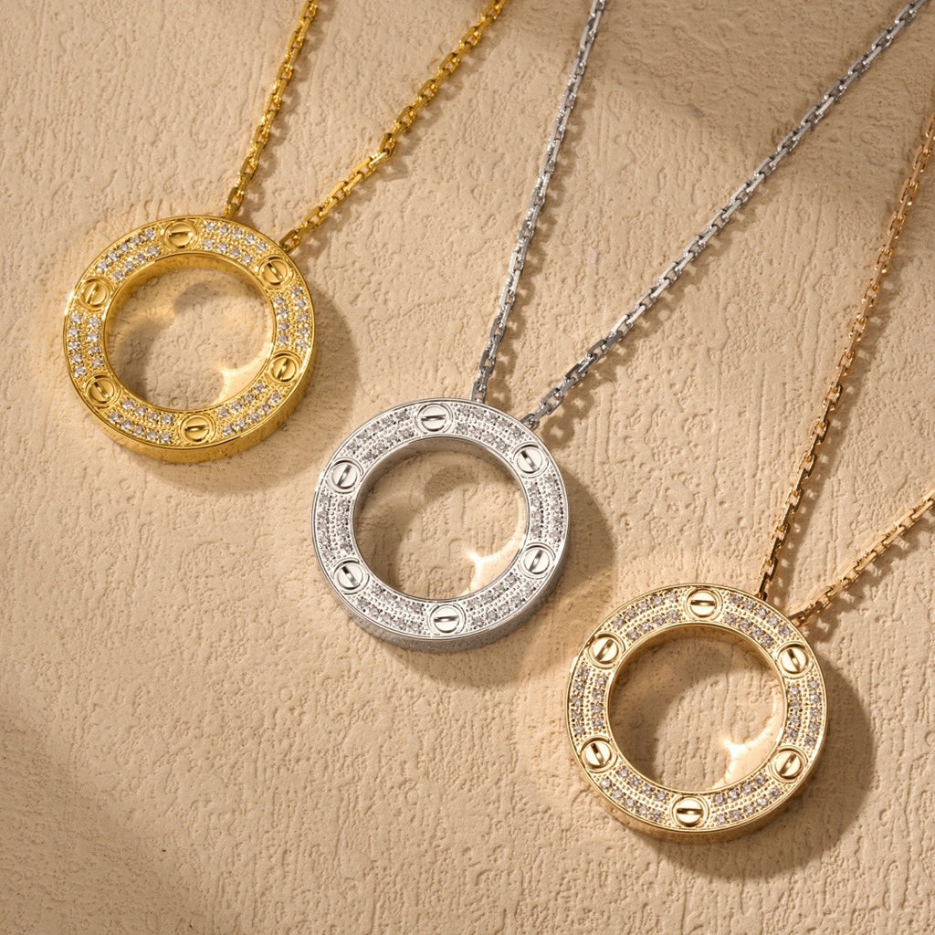 [Love's Uplift]LOVE NECKLACE 16MM  FULL DIAMOND