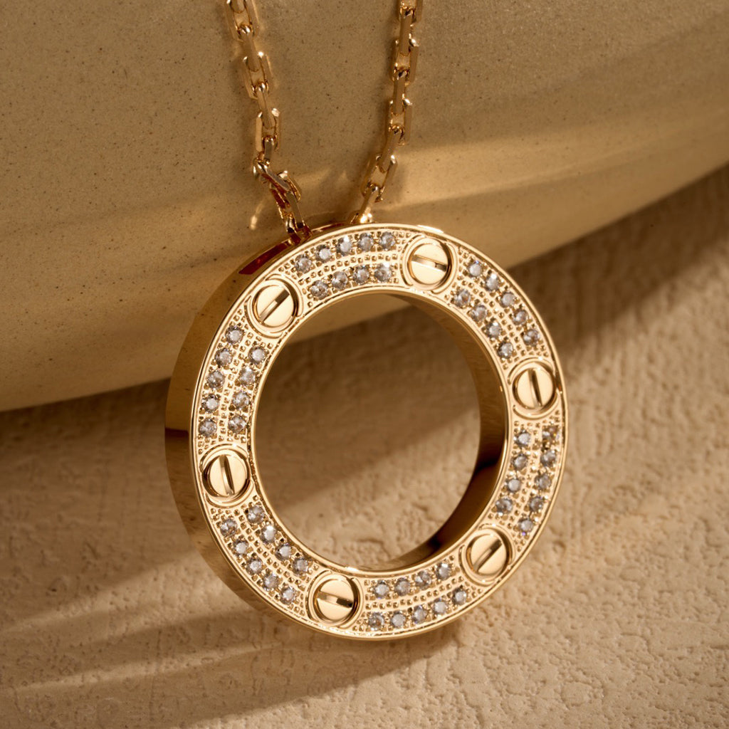 [Love's Uplift]LOVE NECKLACE 16MM  FULL DIAMOND