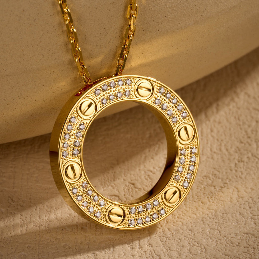 [Love's Uplift]LOVE NECKLACE 16MM  FULL DIAMOND