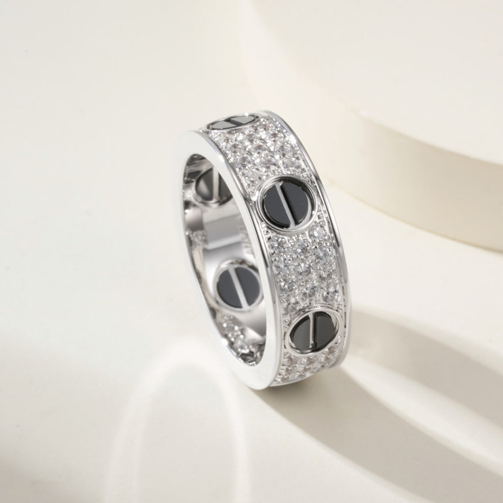 [Love's Uplift]LOVE RING 5.5MM DIAMONDS PAVED CERAMIC