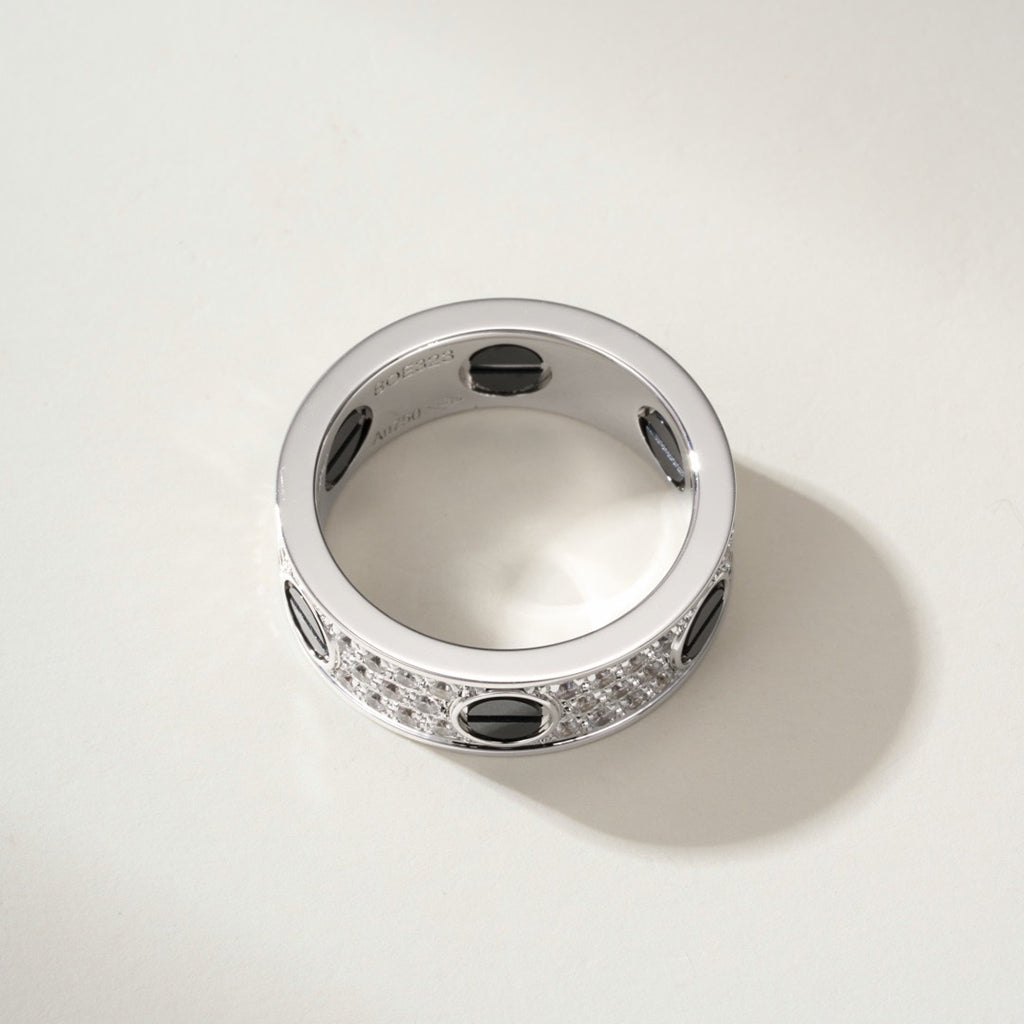 [Love's Uplift]LOVE RING 5.5MM DIAMONDS PAVED CERAMIC
