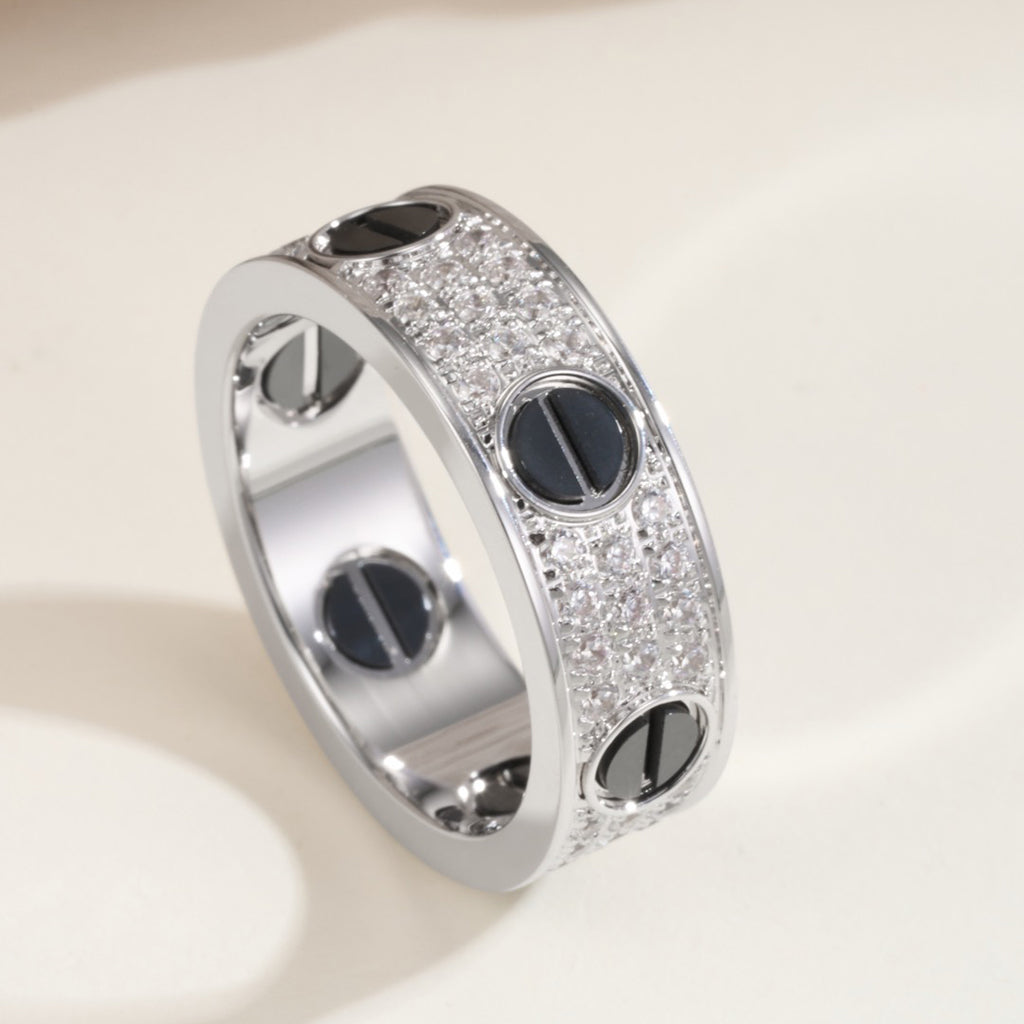 [Love's Uplift]LOVE RING 5.5MM DIAMONDS PAVED CERAMIC