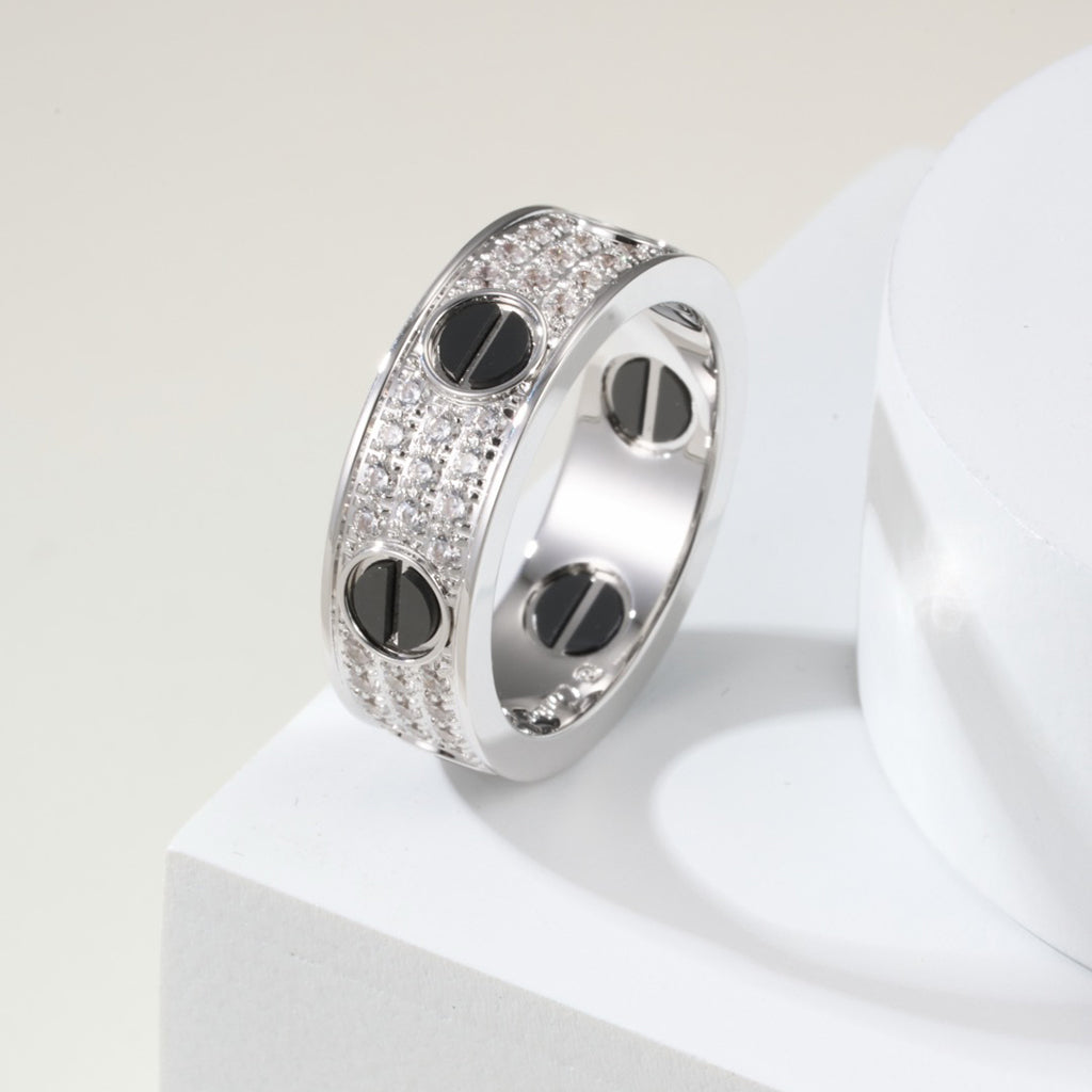 [Love's Uplift]LOVE RING 5.5MM DIAMONDS PAVED CERAMIC