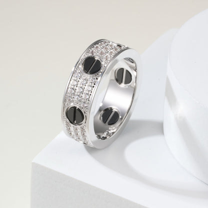 [Love's Uplift]LOVE RING 5.5MM DIAMONDS PAVED CERAMIC