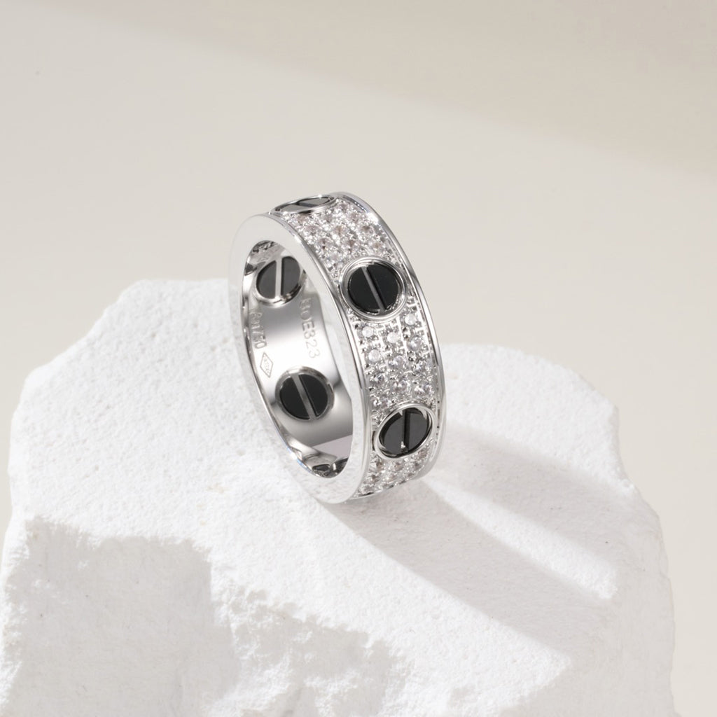 [Love's Uplift]LOVE RING 5.5MM DIAMONDS PAVED CERAMIC