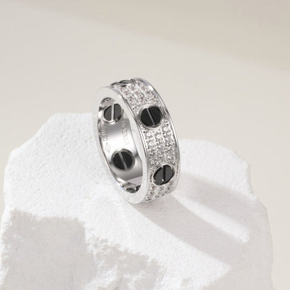 [Love's Uplift]LOVE RING 5.5MM DIAMONDS PAVED CERAMIC