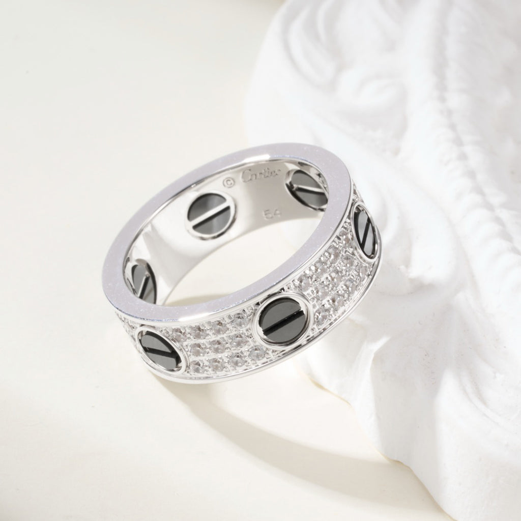 [Love's Uplift]LOVE RING 5.5MM DIAMONDS PAVED CERAMIC