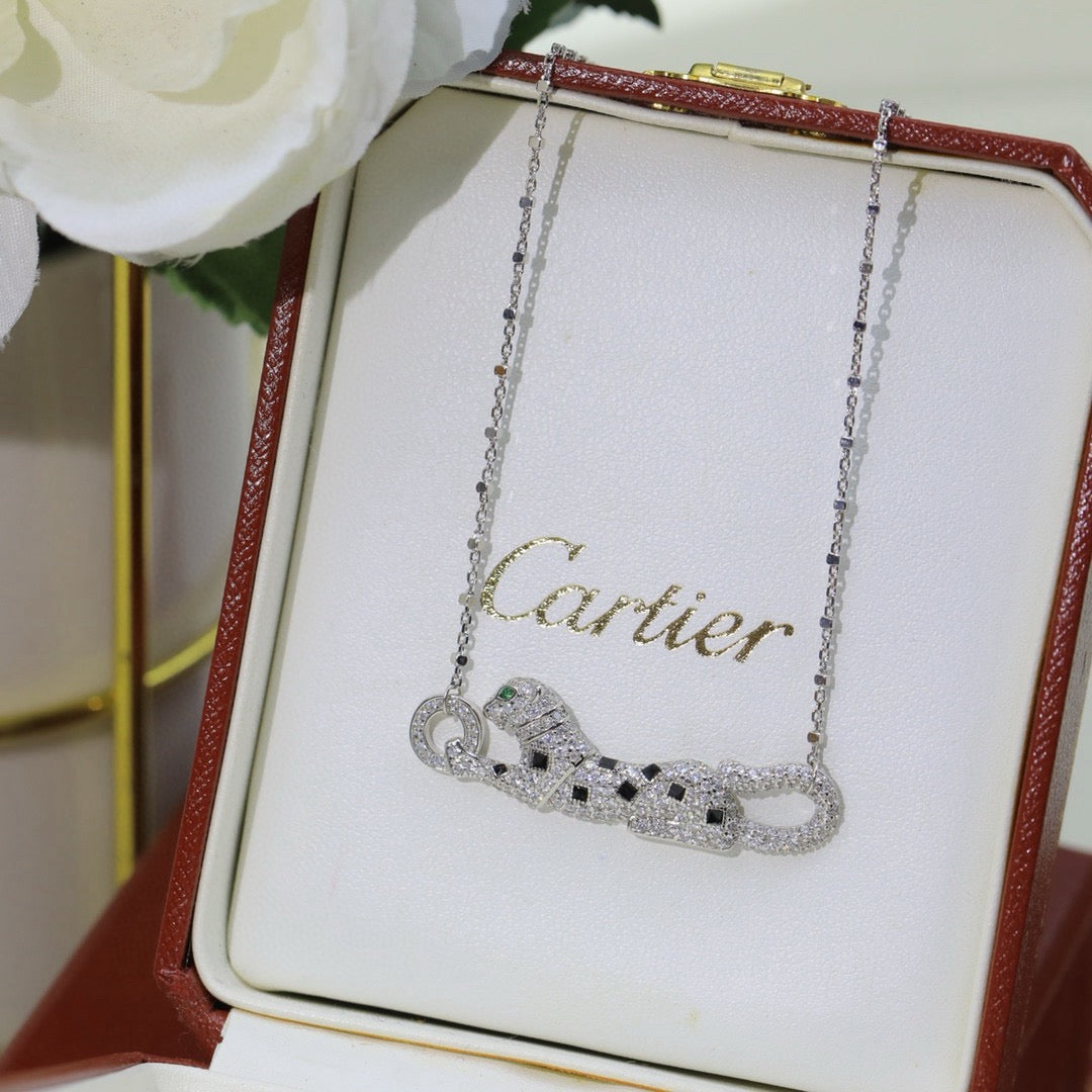 [Love's Uplift]PANTHERE PAVED DIAMOND NECKLACE