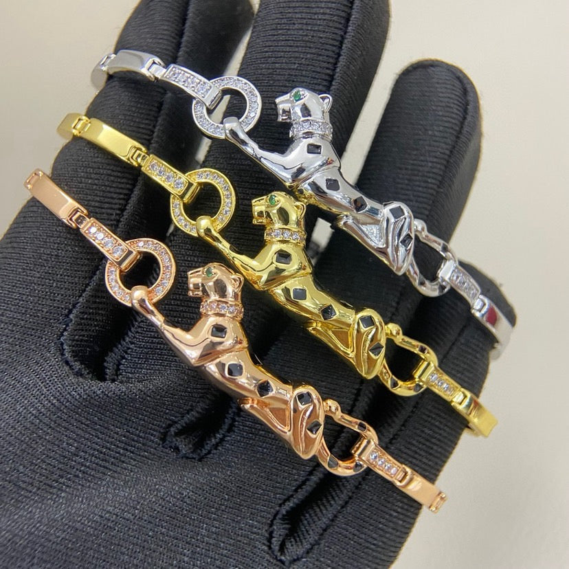 [Love's Uplift]PANTHERE HALF DIAMOND ON CHAIN BRACELET