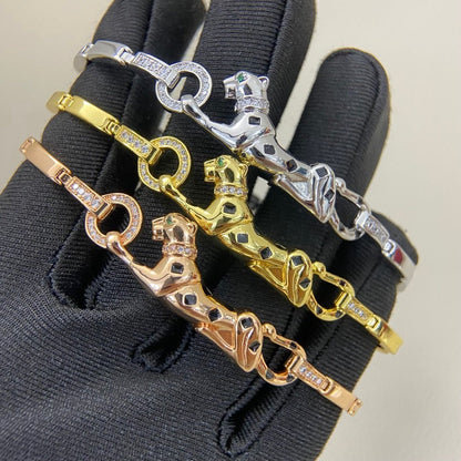 [Love's Uplift]PANTHERE HALF DIAMOND ON CHAIN BRACELET