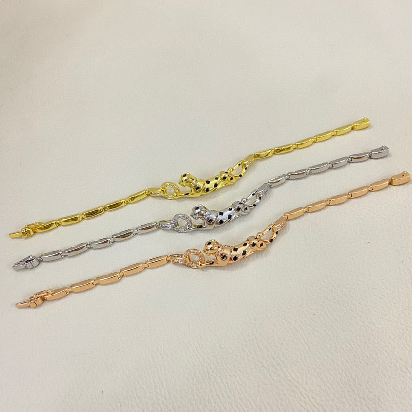 [Love's Uplift]PANTHERE HALF DIAMOND ON CHAIN BRACELET