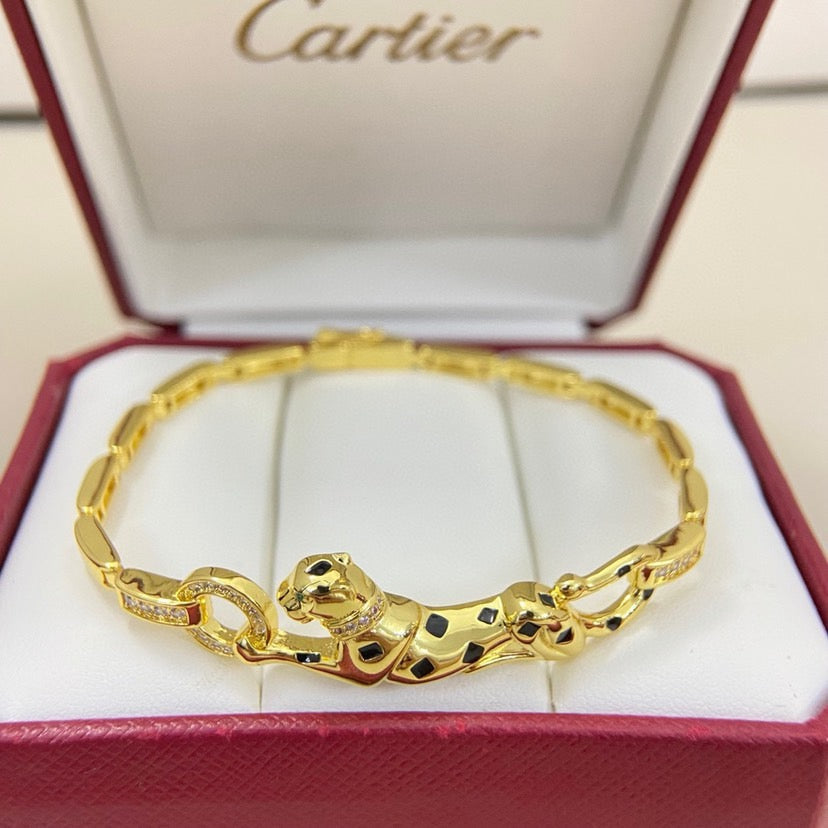 [Love's Uplift]PANTHERE HALF DIAMOND ON CHAIN BRACELET