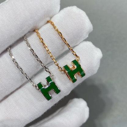 [Love's Uplift]POP H GREEN NECKLACE SILVER AND GOLD