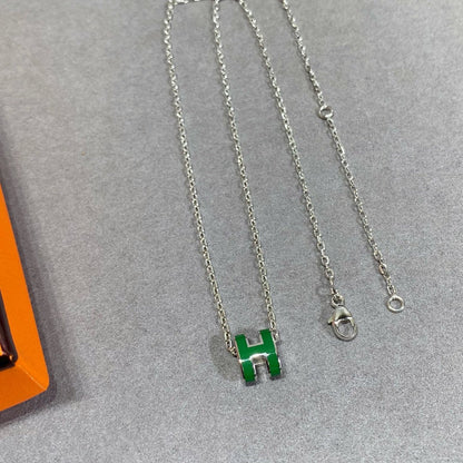 [Love's Uplift]POP H GREEN NECKLACE SILVER AND GOLD