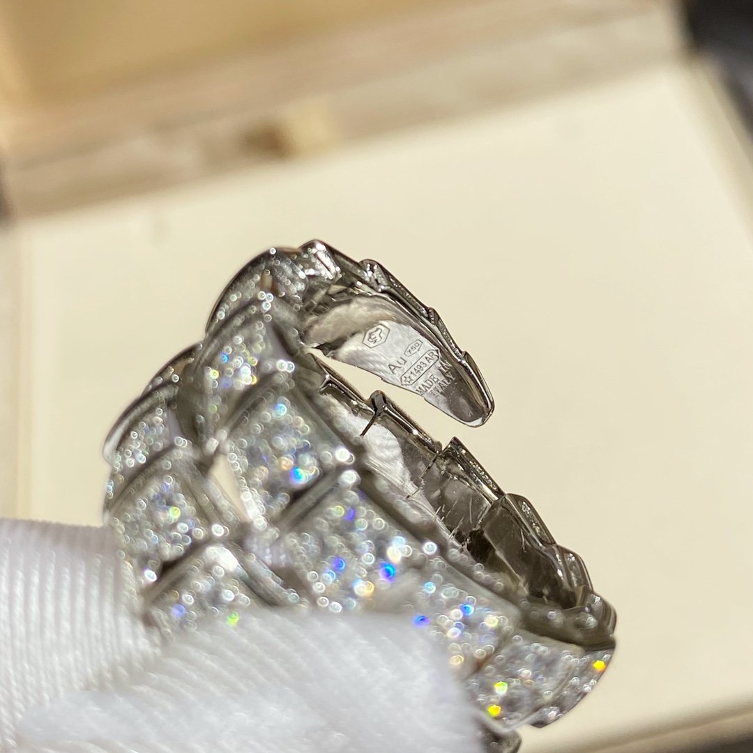 [Love's Uplift]SERPENTI DOUBLE RING SILVER DIAMOND PAVED