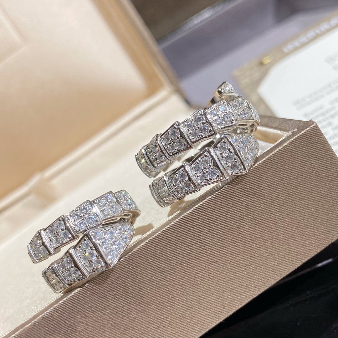 [Love's Uplift]SERPENTI DOUBLE RING SILVER DIAMOND PAVED