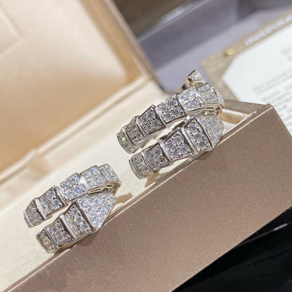 [Love's Uplift]SERPENTI DOUBLE RING SILVER DIAMOND PAVED