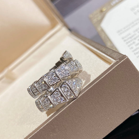 [Love's Uplift]SERPENTI DOUBLE RING SILVER DIAMOND PAVED