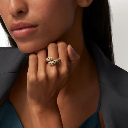 [Love's Uplift]PANTHERE DOUBLE HEADED FULL DIAMOND  RING