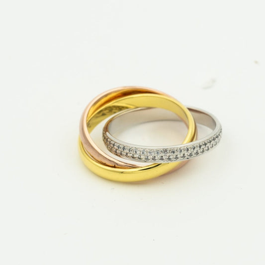 [Love's Uplift]TRINITY RING GOLD PINK GOLD SILVER DIAMONDS