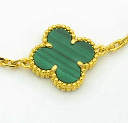 [Love's Uplift]CLOVER  5 MOTIF MALACHITE DIAMOND BRACELET