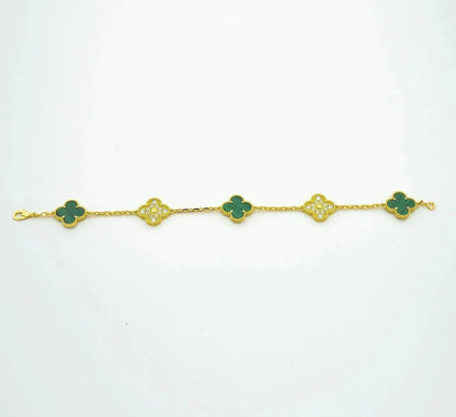 [Love's Uplift] CLOVER 5 MOTIF MALACHITE BRACELET COLLECTION