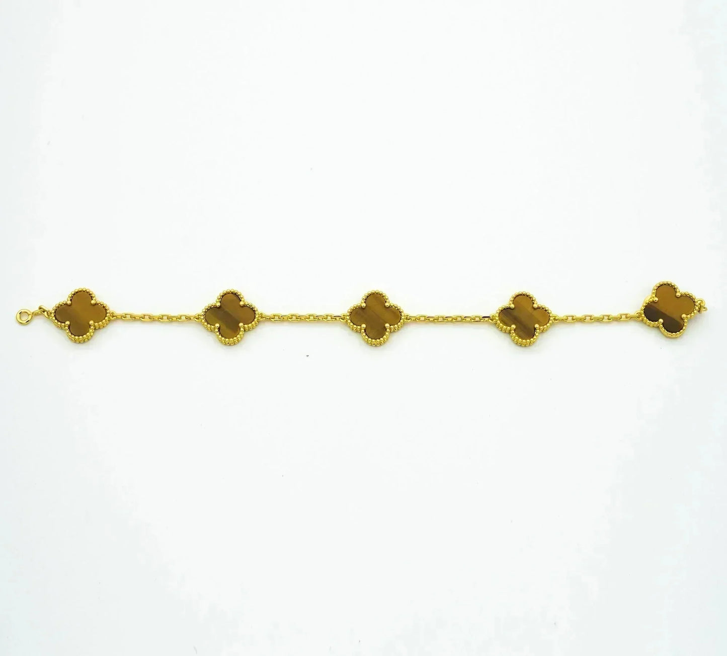 [Love's Uplift]CLOVER  5 MOTIFS TIGER EYE BRACELET